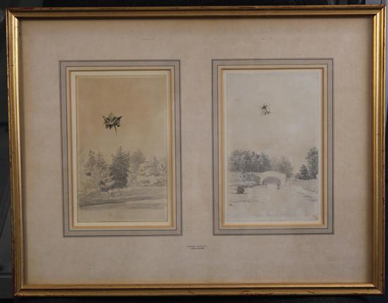 Henry Wyatt (1794-1840) Landscapes, trees and botanical studies, largest 7 x 4.25in., in 6 frames